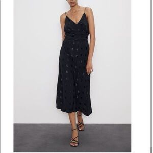 Zara Black Polka Dot Midi Dress